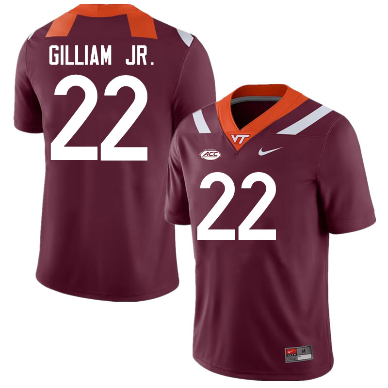 Men #22 Kelvin Gilliam Jr. Virginia Tech Hokies College Football Jerseys Stitched-Maroon